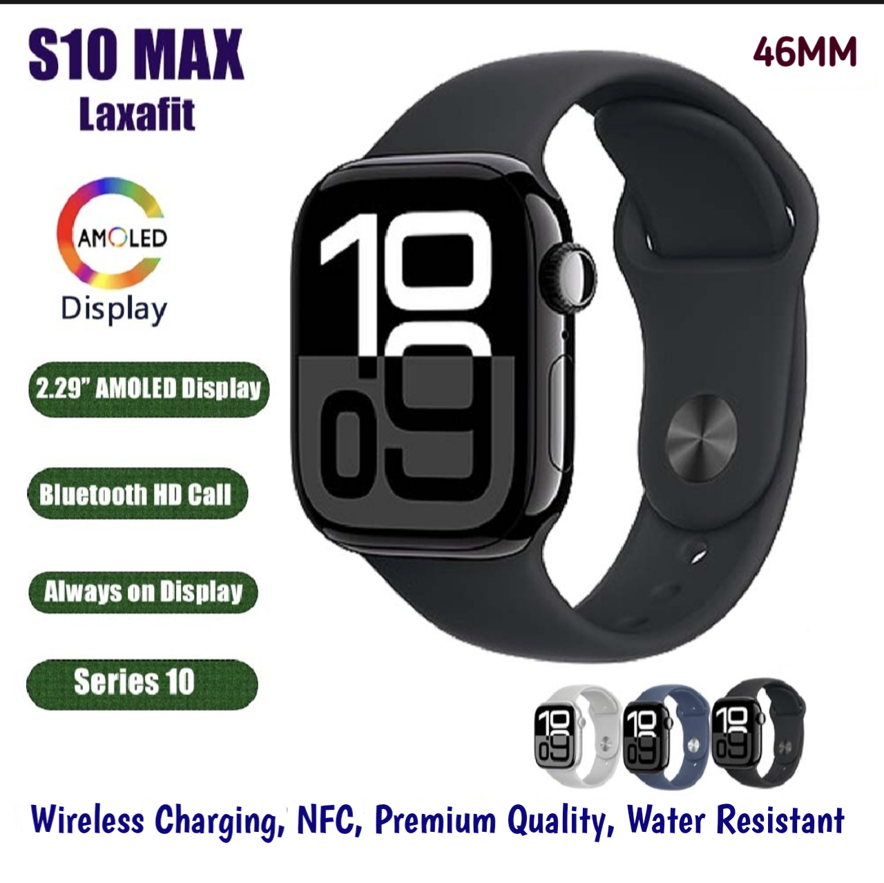 S10 Max Laxafit Smart Watch 2.29" AMOLED Display NFC Series 10 Smart Watch