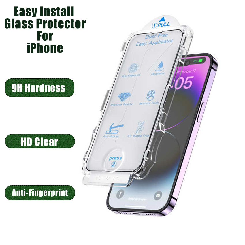 Easy Install 9H Tempered Glass Screen Protector for iPhone 11-16 Models, High Quality